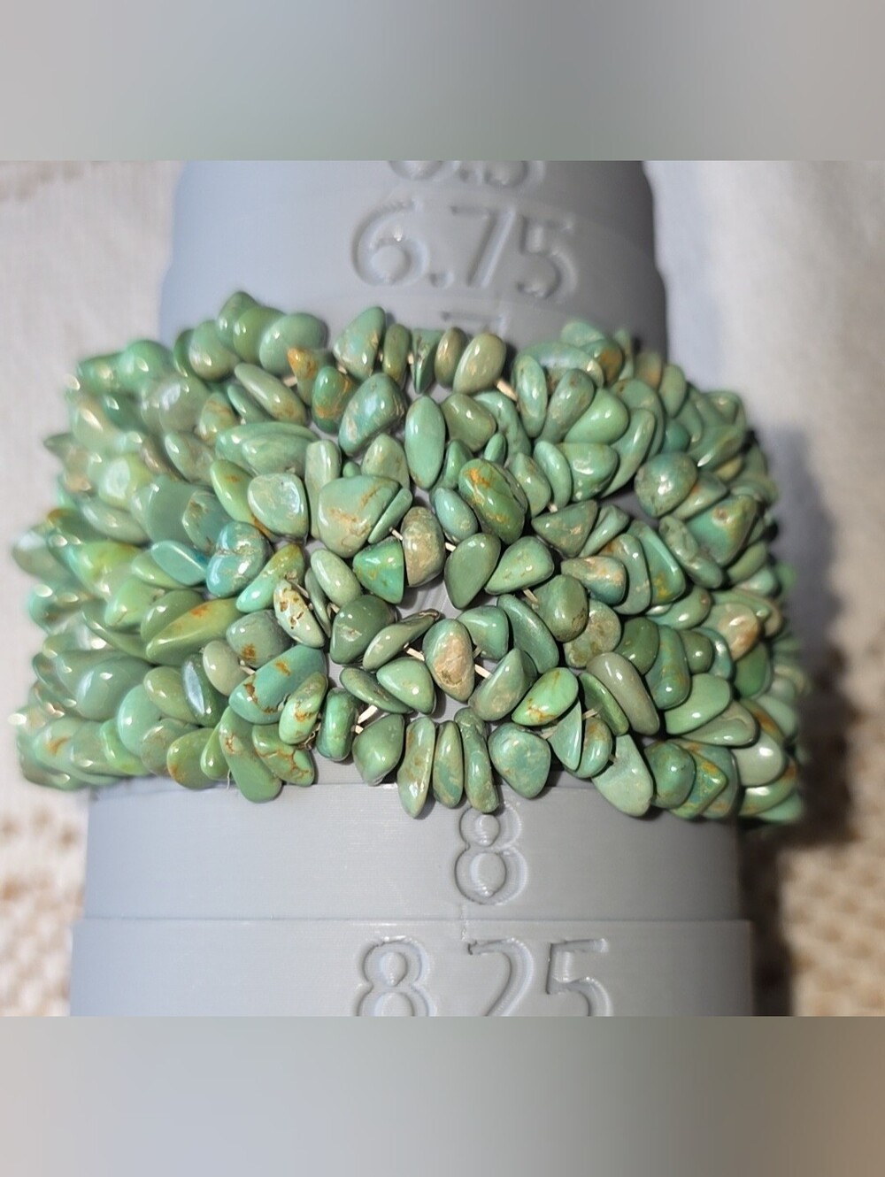 Boho Southwest Real Turquoise Multi-Strand Chip Bead Cuff Stretch Bracelet.